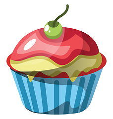 Image showing Red velvet cupcake with red and green icingillustration vector o