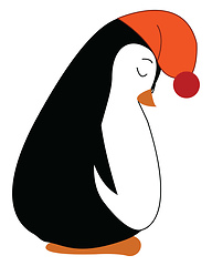 Image showing A cute penguin sleeping with his head down vector color drawing 