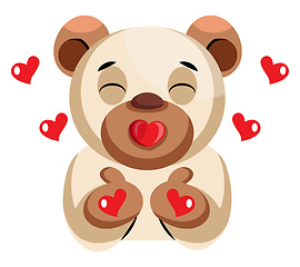 Image showing Cute bear sending kisses illustration vector on white background