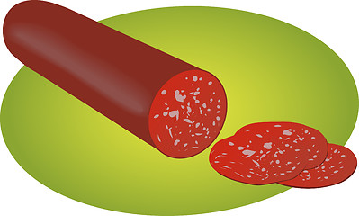 Image showing Pepperoni salami sliced illustration