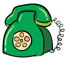 Image showing Green rotary dial phone illustration vector on white background