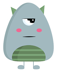 Image showing A 1 eyed angry blue monster, vector color illustration.