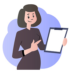 Image showing Cartoon woman with documents vector illustration on white backgr