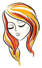 Image showing Girl closed eyes, vector or color illustration.