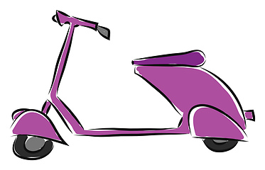 Image showing Purple scooter illustration vector on white background 