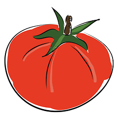 Image showing Cartoon red tomato vector illustration on white backgorund