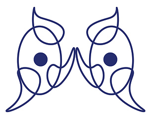 Image showing Blue mask with eyebrows vector or color illustration