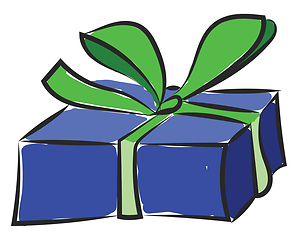 Image showing Portrait of a blue gift box vector or color illustration