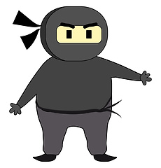 Image showing A ninja fighter in grey vector or color illustration