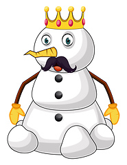 Image showing Snowman the king illustration vector on white background