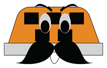 Image showing Cartoon of a black and yellow taxi sign with mustash vector illu