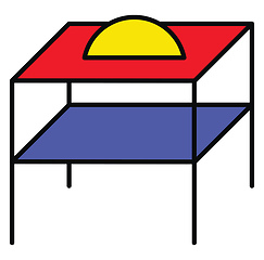 Image showing An item of furniture with a flat top two rows and four legs used