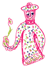 Image showing Pink-colored sketch of a joker toy vector or color illustration