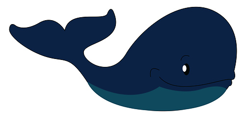 Image showing Big blue whale illustration print vector on white background