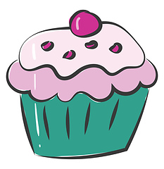 Image showing Cupcake with brooch vector or color illustration