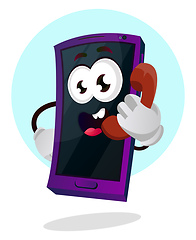 Image showing Mobile emoji talking on the phone illustration vector on white b