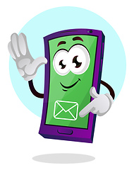 Image showing Mobile emoji showing message icon illustration vector on white b