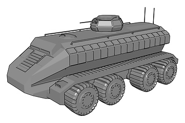 Image showing 3D vector illustration on white background of a gray armoured mi