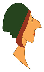 Image showing A lady with pointed nose vector or color illustration