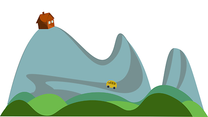 Image showing Hill top house vector or color illustration