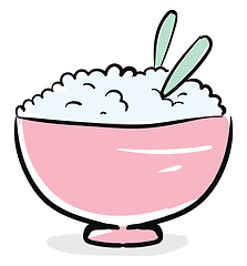 Image showing Rice in a tureen, vector or color illustration.