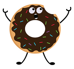 Image showing Vector illustration of a chocolate cream donut with colorful spr