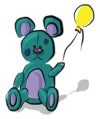 Image showing A bear with a yellow balloon, vector color illustration.