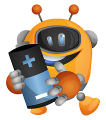 Image showing Robot holding the battery illustration vector on white backgroun