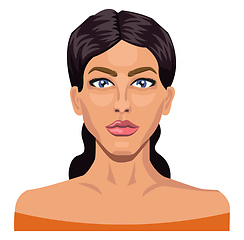 Image showing Girl with blue eyes and black hair illustration vector on white 