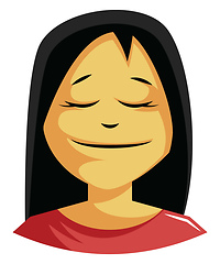 Image showing Calm woman with a long black hair illustration vector on white b