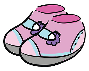 Image showing Clipart of a pair of baby\'s pink shoes vector or color illustrat