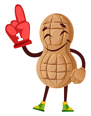 Image showing Peanut with big glove, illustration, vector on white background.