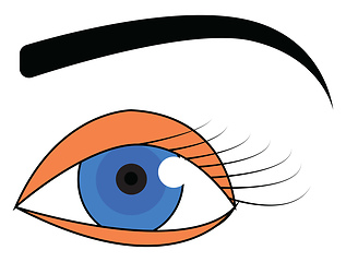 Image showing Blue eye with black eyebrow vector illustration on white backgro