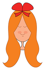 Image showing A cute little girl with red bow vector or color illustration