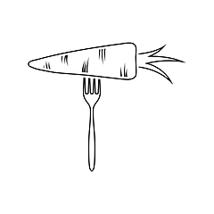 Image showing Icon of Diet carrot on fork 