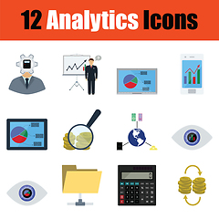 Image showing Flat design analytics icon set 