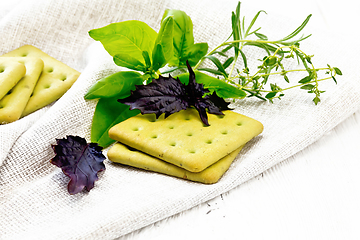 Image showing Cookies with basil and spinach on board