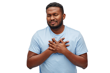 Image showing african american man suffering from heart ache