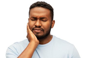 Image showing african american man suffering from toothache