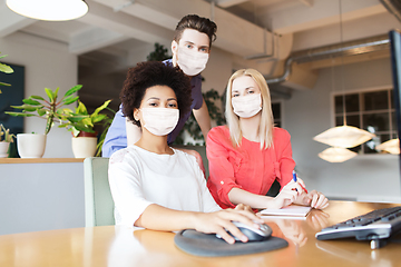 Image showing creative team in masks at office