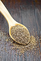 Image showing Cumin seeds in spoon on table