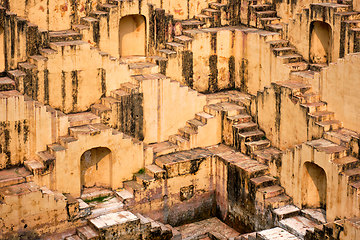 Image showing Stairs of Panna Meena ka Kund stepwell in Jaipur, Rajasthan, India