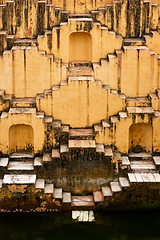 Image showing Stairs of Panna Meena ka Kund stepwell in Jaipur, Rajasthan, India