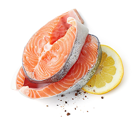 Image showing fresh raw salmon steaks