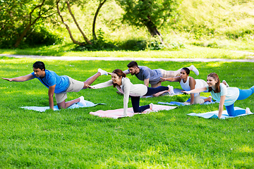 Image showing group of people doing yoga at summer park