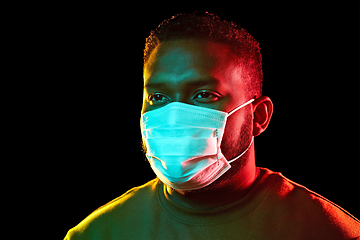 Image showing african american man wearing medical mask