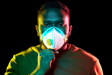 Image showing african american man in mask or respirator
