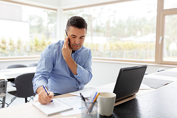 Image showing man calling on smartphone at home office