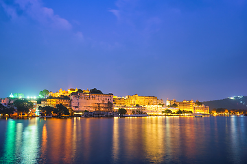 Image showing Udaipur City Palace in the evening view. Udaipur, India