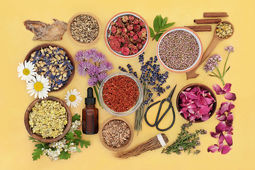 Image showing Herbs and Flowers for Aromatherapy Plant Based Treatments